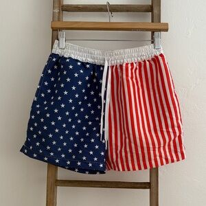 Chubbies Red and Blue Star-Stripe Athletic Shorts 5”